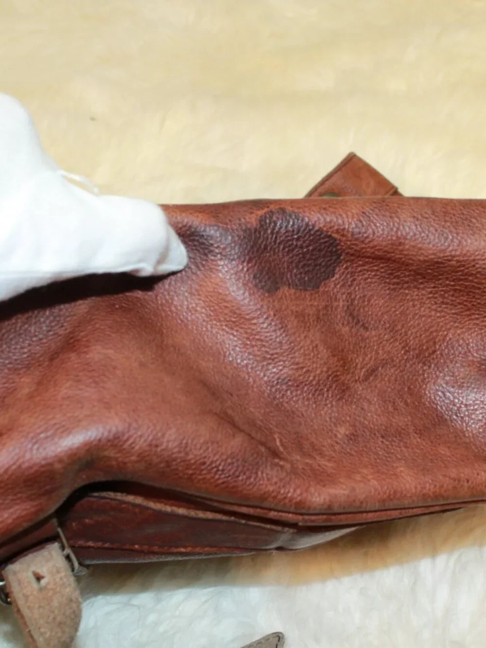 Vintage Brown Smooth Leather Drawstring Flap Close Unlined Rucksack Backpack